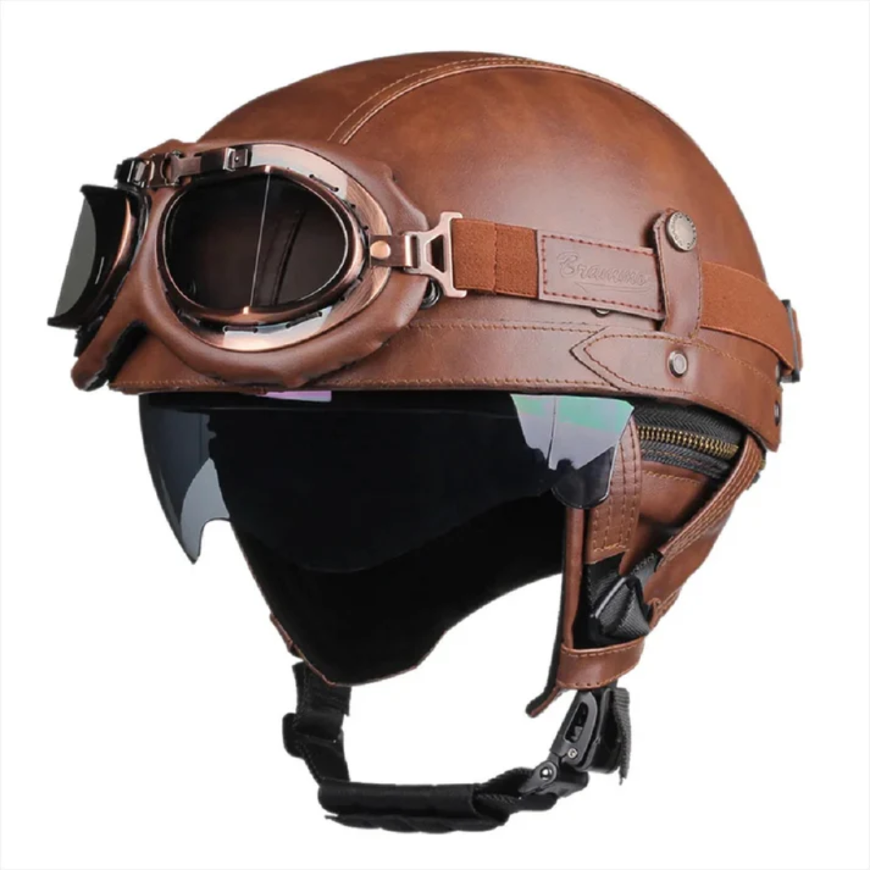 Casque Moto Demi-Jet Vintage Noir