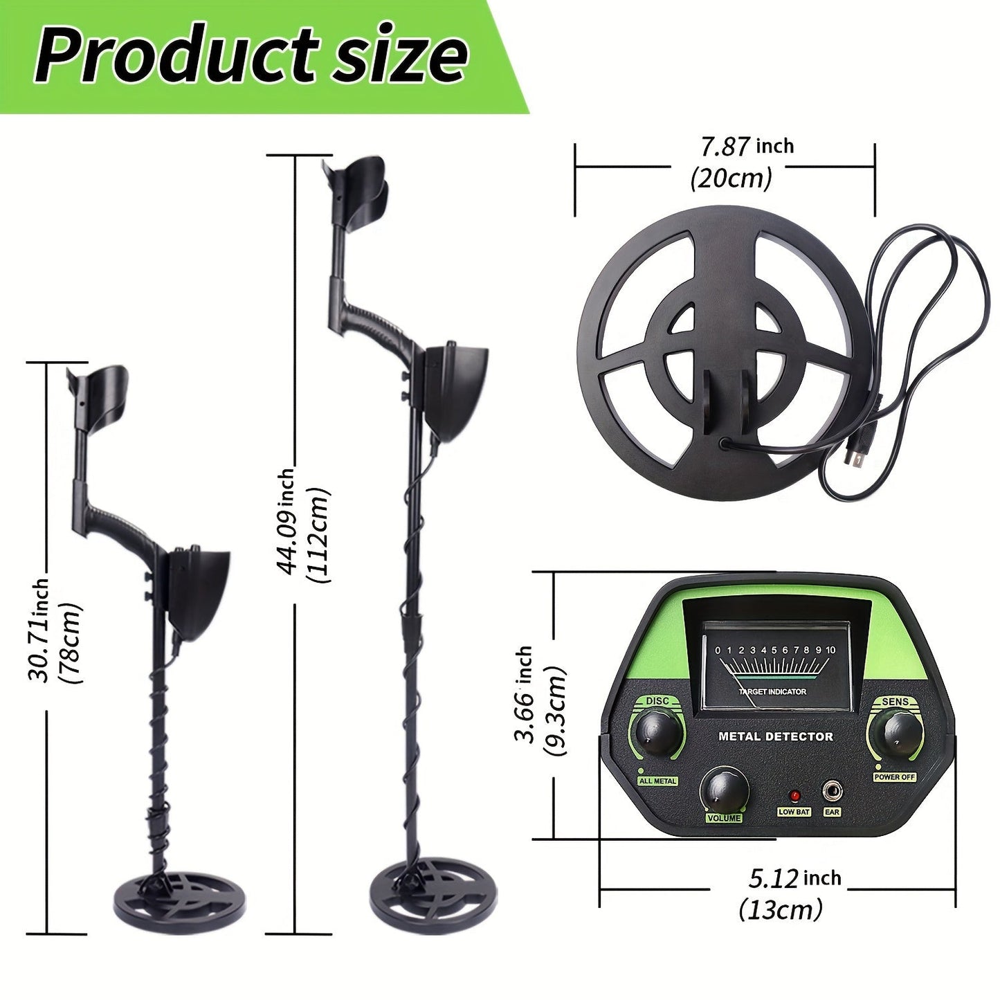 Compact metal detector with 20 cm coil for precise outdoor treasure hunting – Lightweight, user-friendly, and versatile detection