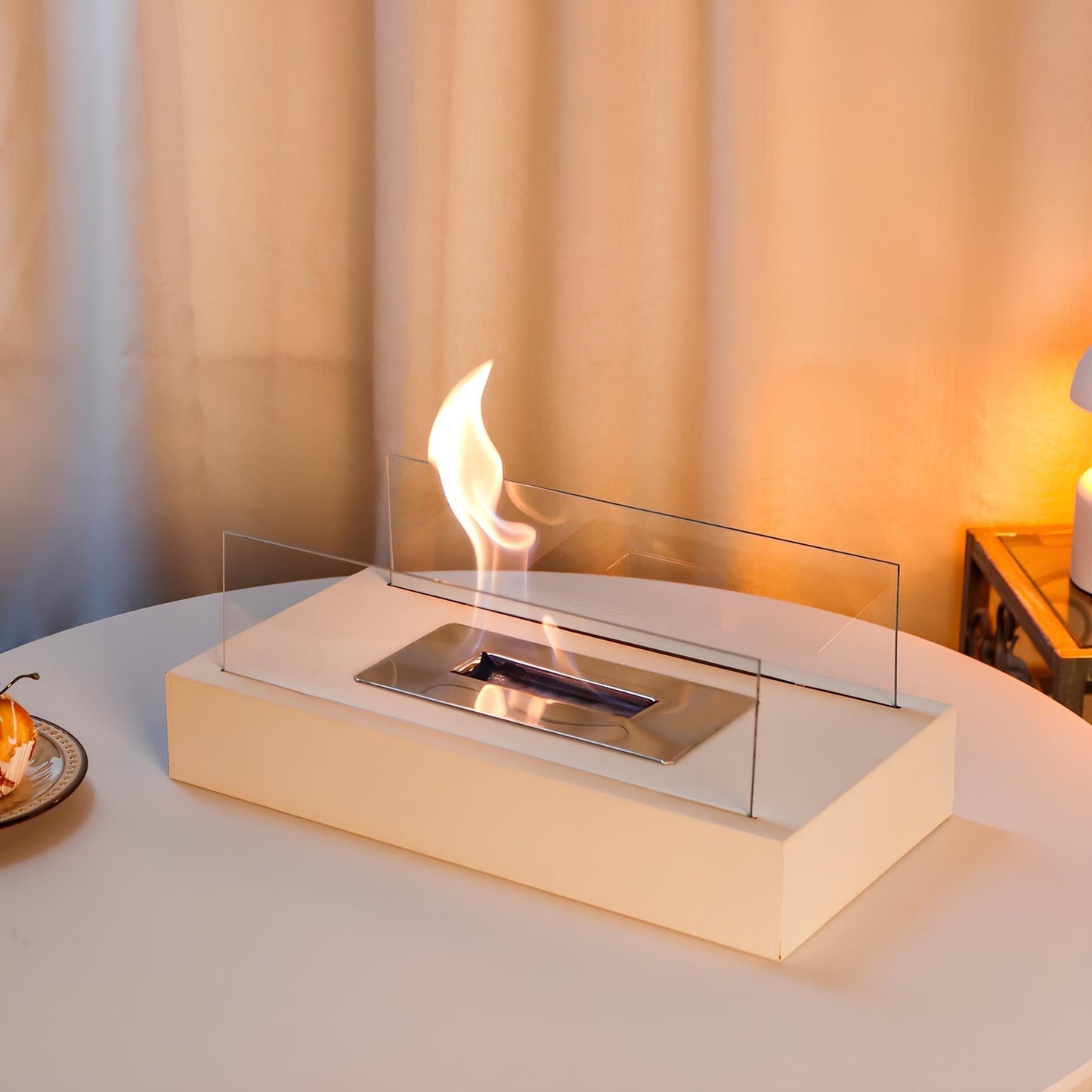 Cheminee de Table Extérieure avec Flamme de Verre Réaliste