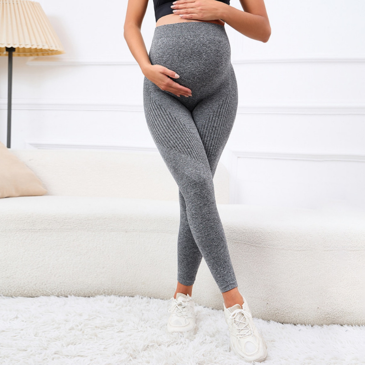 Legging de Grossesse Élastique avec Soutien Abdominal et Effet Affineur