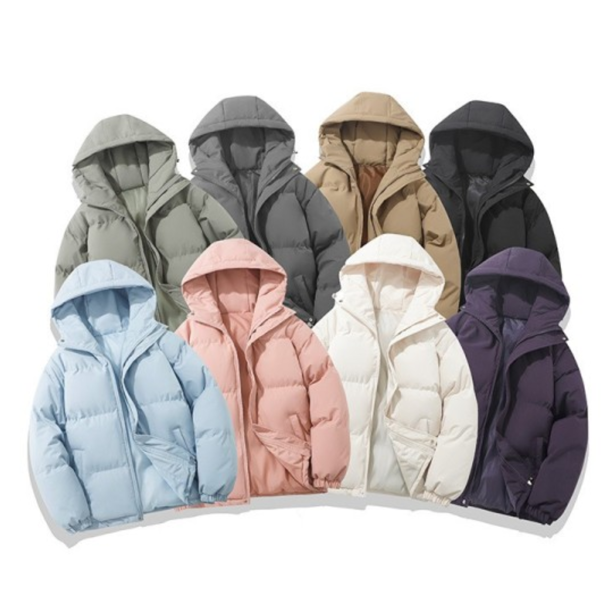 Manteau Hiver Unisexe Doublé Coton avec Capuche Amovible