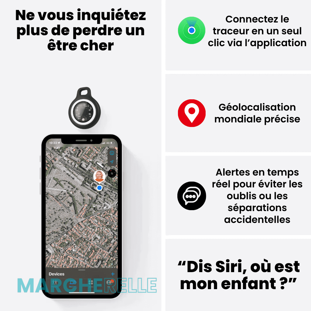 Marcherelle™ – Traceur GPS Enfant Sans Abonnement Suivi Précis en Temps Réel