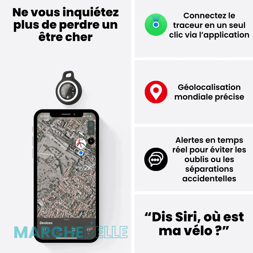 Marcherelle™ – Traceur GPS Vélo Sans Abonnement Localisation Invisible & Fiable