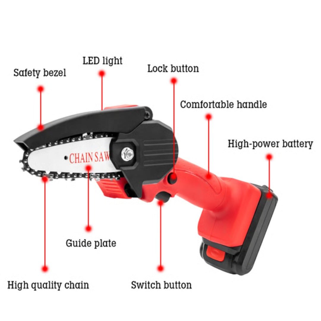 Marcherelle™ – Mini Tronçonneuse Sans Fil Électrique Rechargeable et Légère