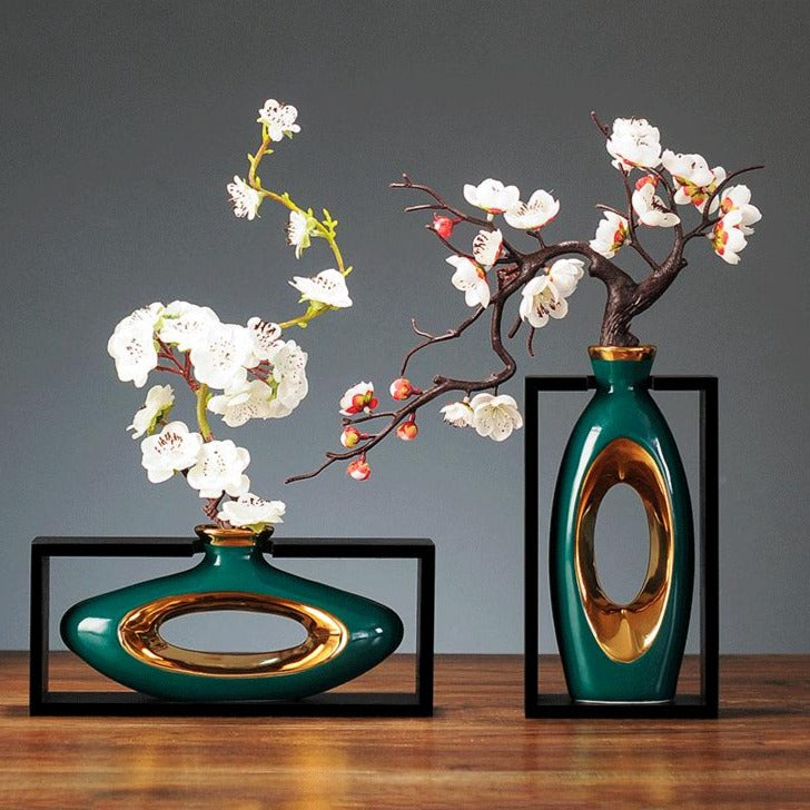 Vase Décoratif Céramique Or Raffiné pour Intérieur
