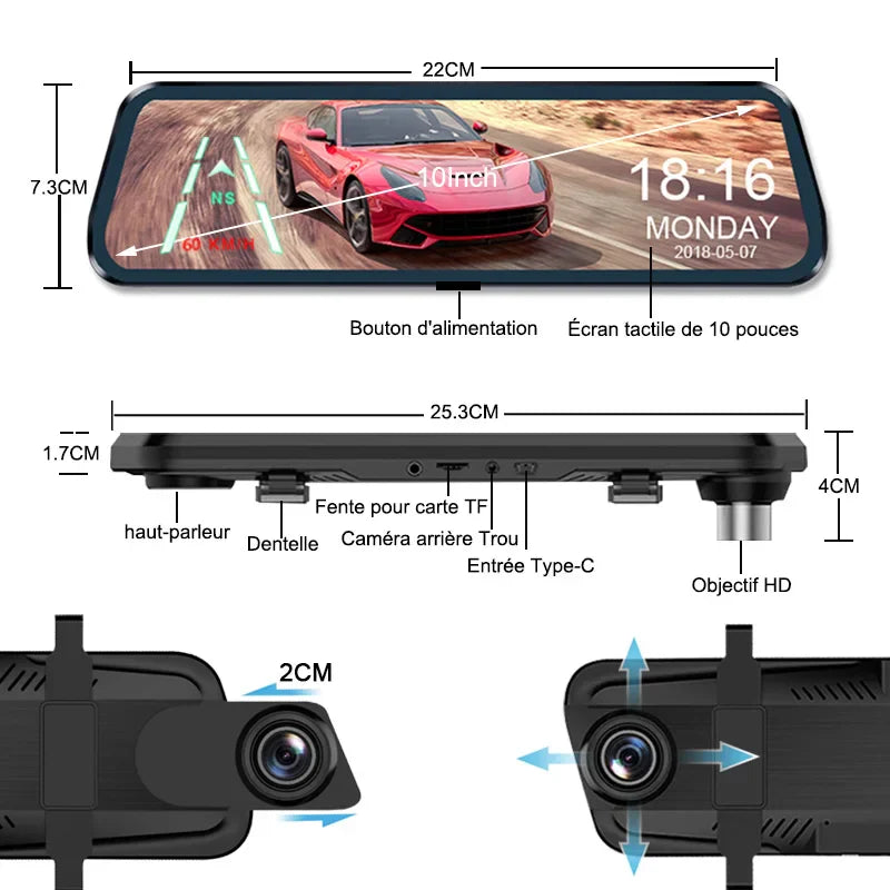 Caméra de recul Full HD pour voiture avec enregistrement vidéo