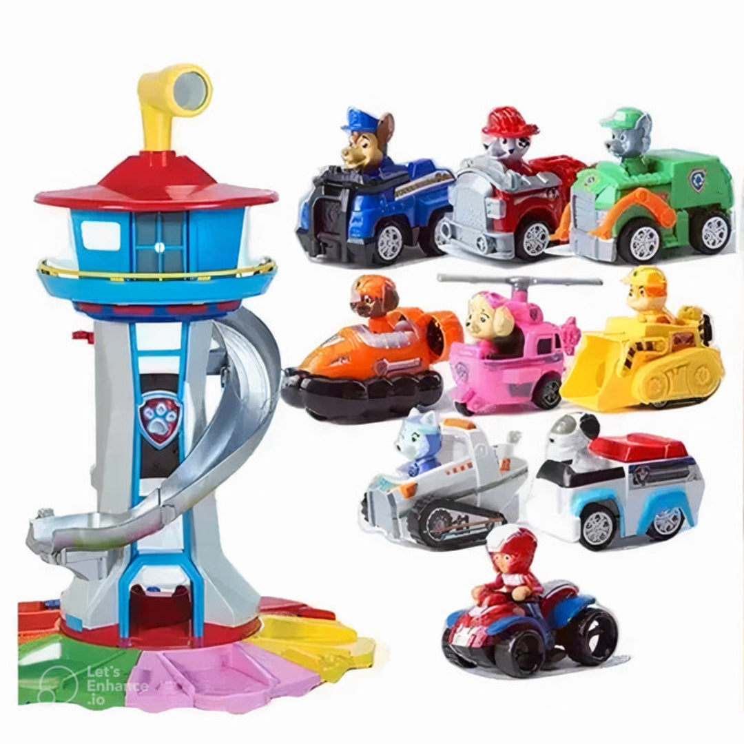 Jeux de Voitures Paw Patrol - 9 Pièces avec Figurines pour Enfants