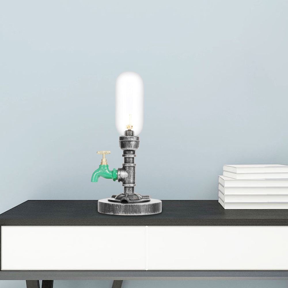 Lampe de Table Élégante en Verre Clair avec Abat-jour Rond