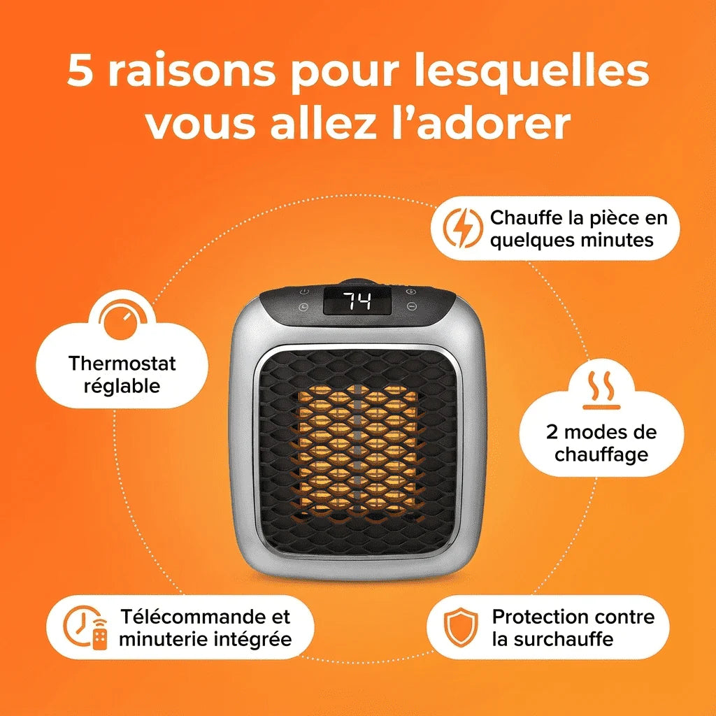 Marcherelle™ – Radiateur Électrique Portable 800W Basse Consommation