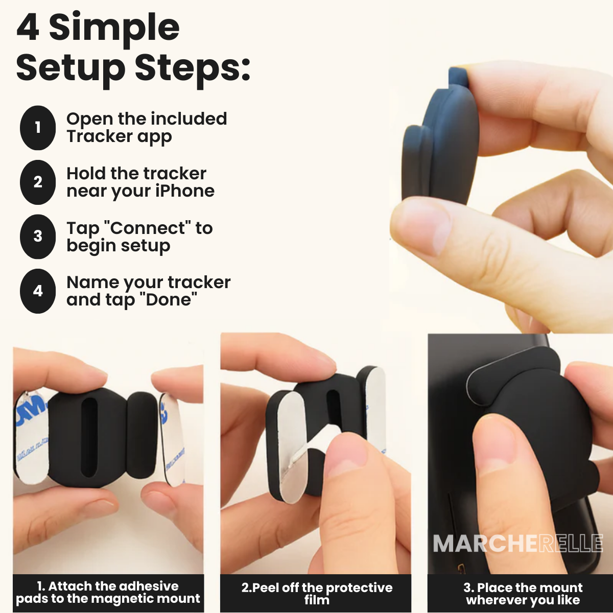 Marcherelle - GPS Tracker No Subscription Required | Works with Android & iOS