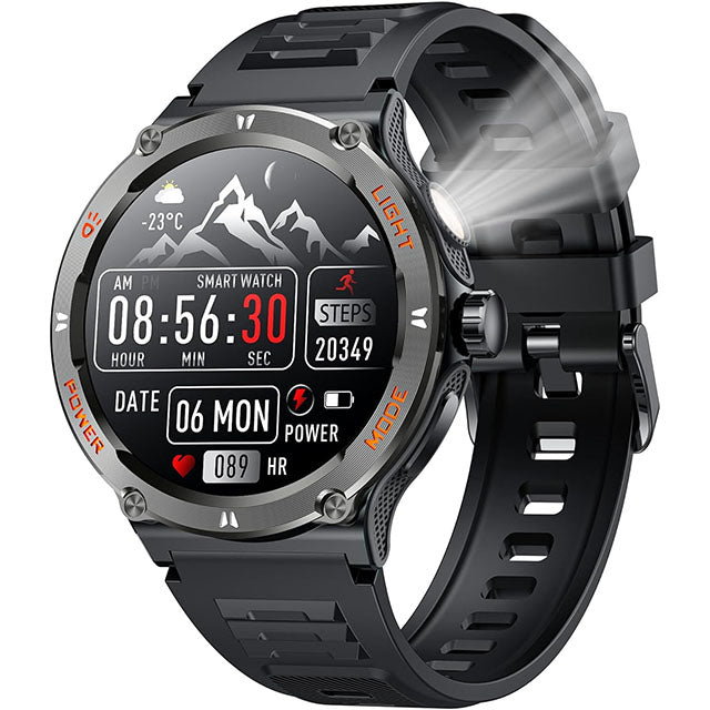Montre Smartwatch Sportive Homme Écran HD GPS et Torche - Santeova