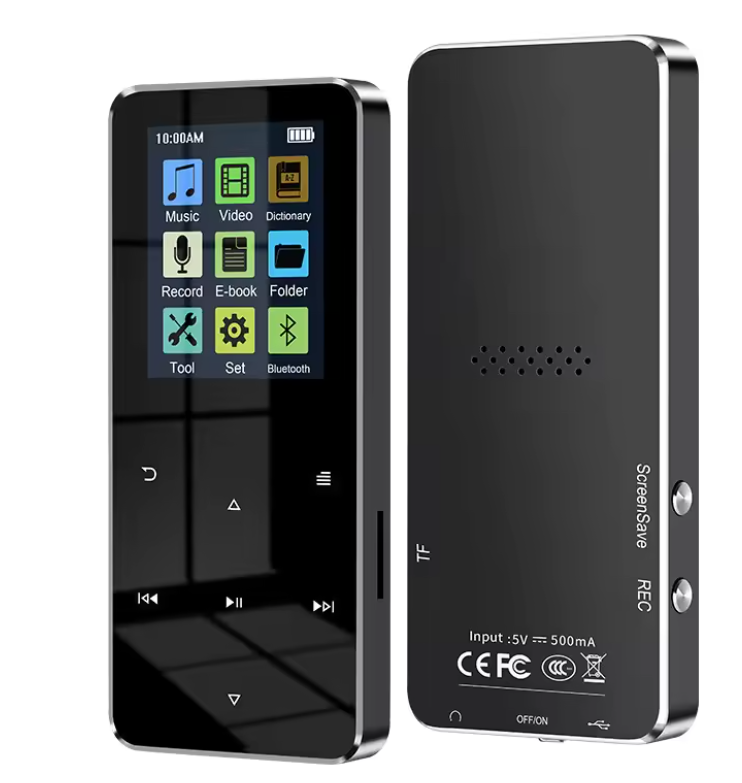 Baladeur MP3 Bluetooth avec Écran HD 2,4 Pouces, Radio FM et Haut-parleur Intégré