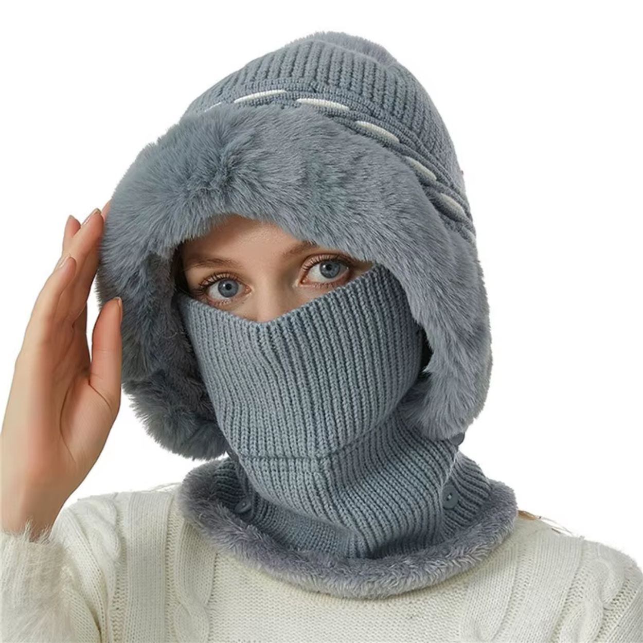 Bonnet Écharpe Polaire 2 en 1 Doux et Chaud