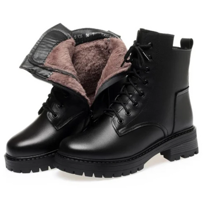 Bottes Femme Hiver Cuir Authentique Chaudes et Élégantes