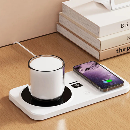 Support de Tasse Chauffant avec Chargeur sans Fil Intégré