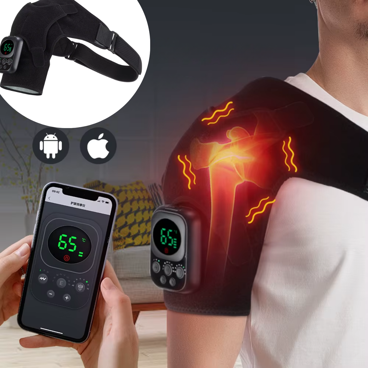 Masseur Épaules Électrique Chauffant avec Fonction Vibration