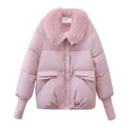 Parka Hiver Court avec Capuche Fourrée