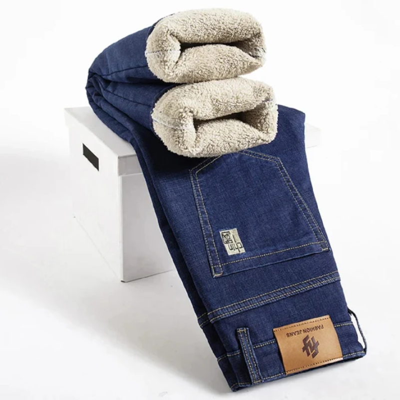 Jean Homme Hiver Doublé Polaire Chaud et Confortable