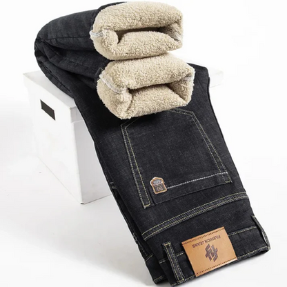 Jean Homme Hiver Doublé Polaire Chaud et Confortable