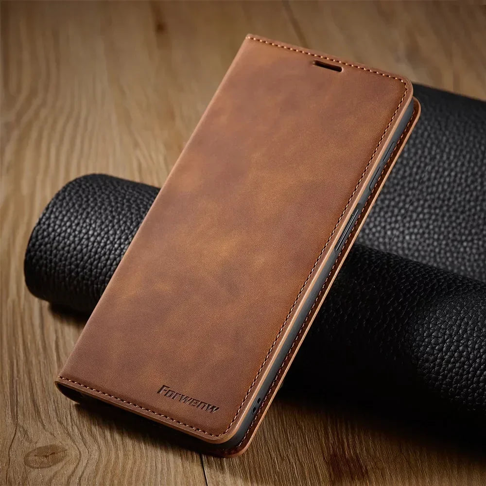 Étui Cuir Magnétique Téléphone avec Porte-Carte - Foivo