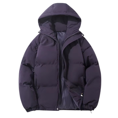 Manteau Hiver Unisexe Doublé Coton avec Capuche Amovible