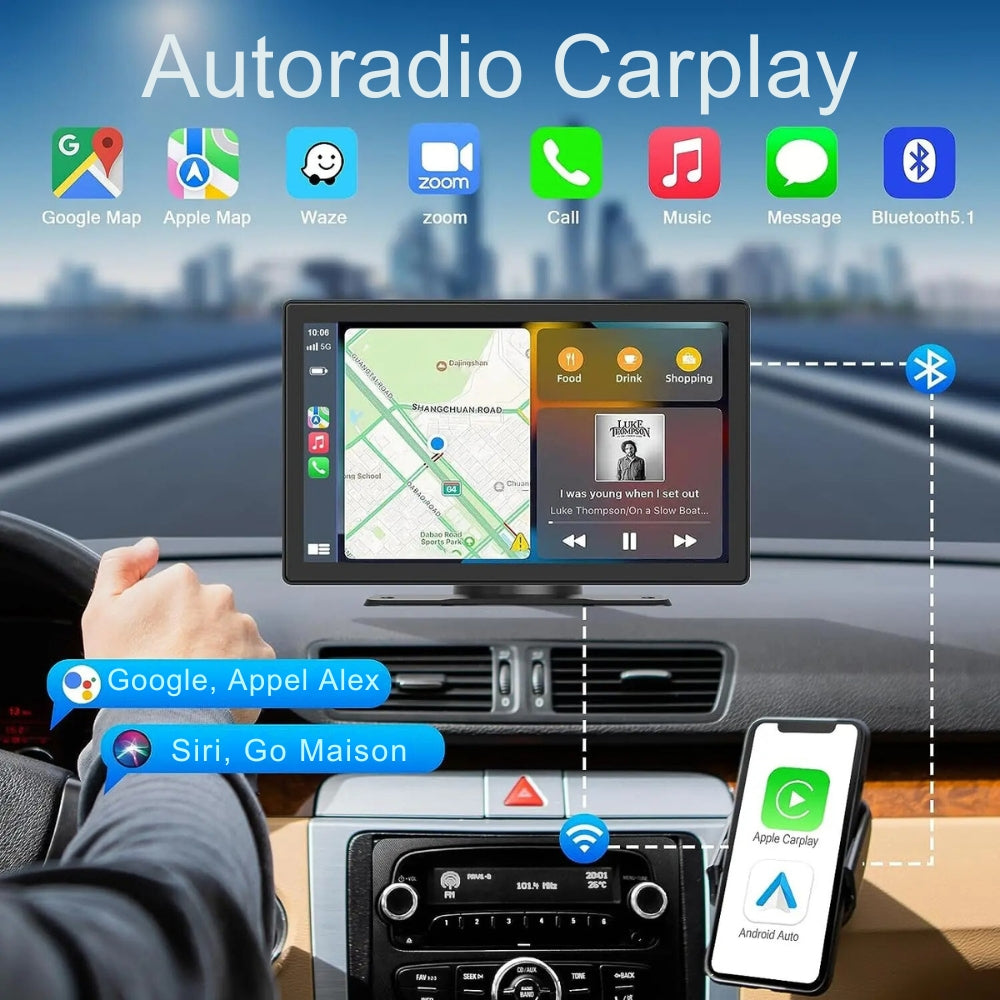 Marcherelle™ – Autoradio CarPlay Sans Fil 9” Écran Tactile HD