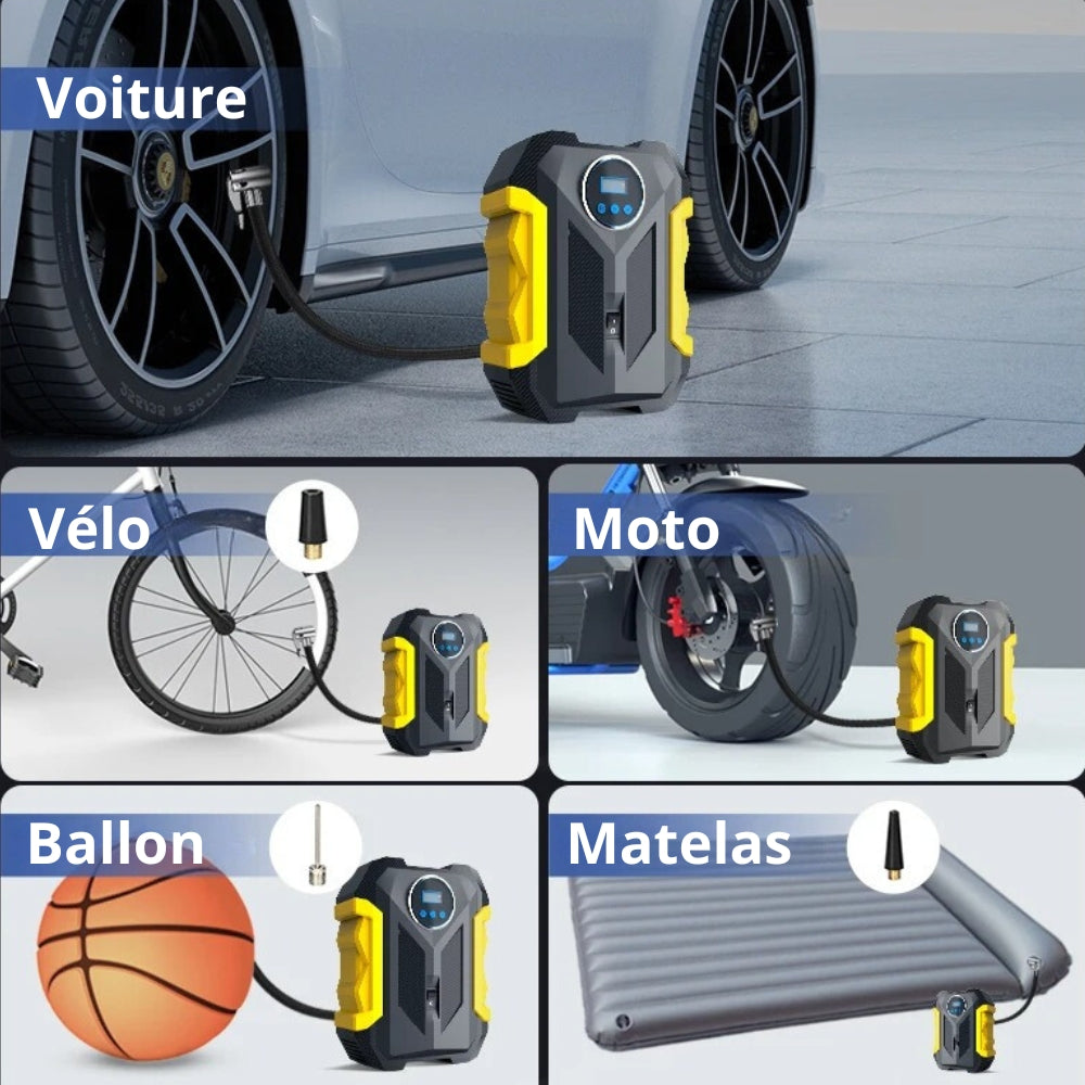 Marcherelle™ – Compresseur Gonfleur Pneu Portable 150 PSI Rechargeable