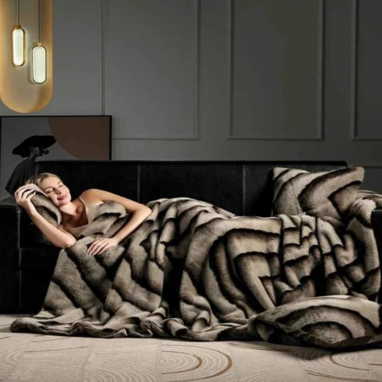 Marcherelle™ – Couverture en Fausse Fourrure de Lapin Luxueuse et Douce