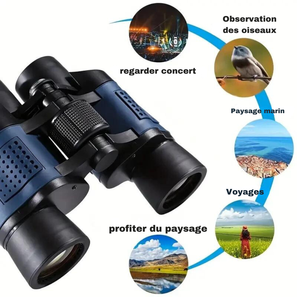 Marcherelle™ – Jumelles 80x80 Longue Portée Vision Nocturne pour Randonnée & Chasse