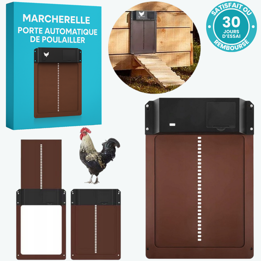 Marcherelle™ – Porte Automatique de Poulailler Solaire & Électrique, Sécurisée et Facile à Installer
