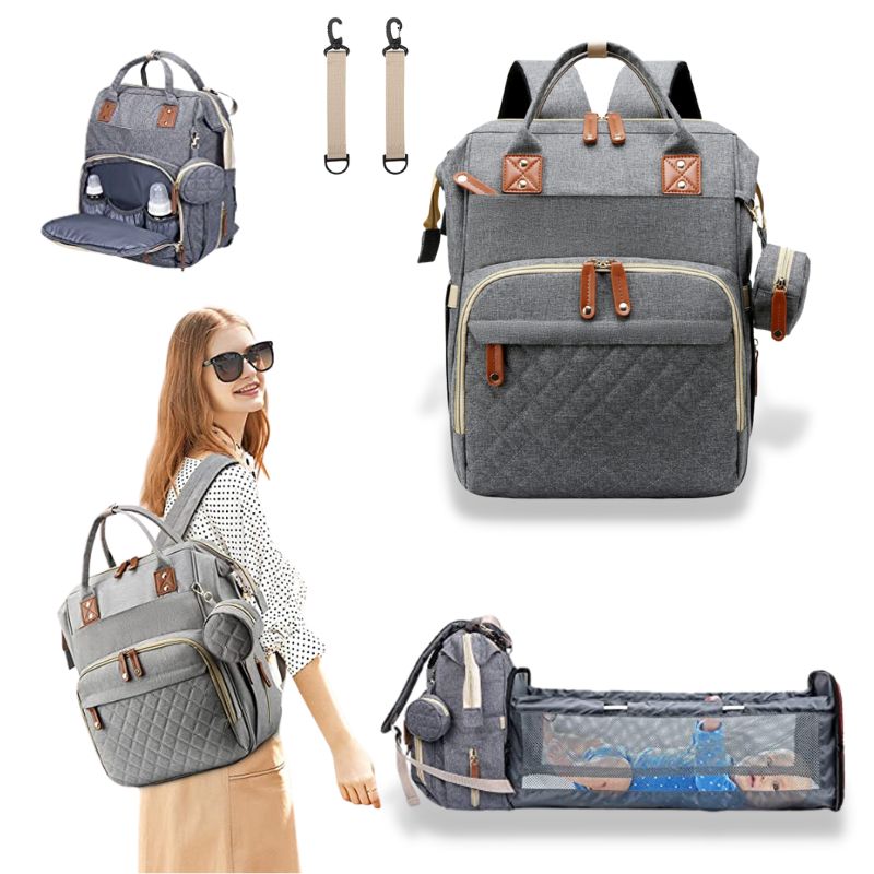 Marcherelle™ – Sac à Langer Sac à Dos 3-en-1 avec Lit Bébé Portable