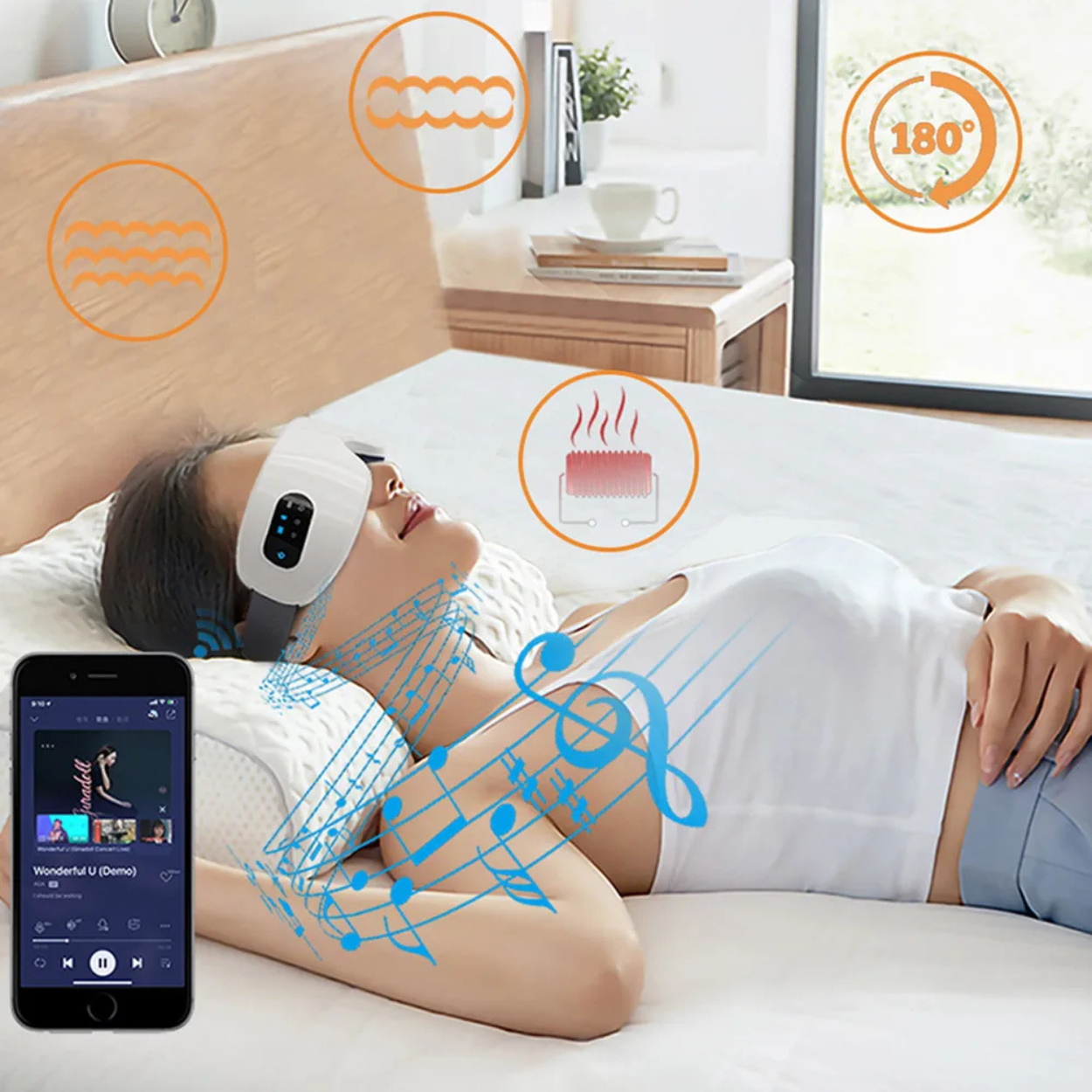 Masseur Oculaire Électronique avec Bluetooth et Fonction Massage