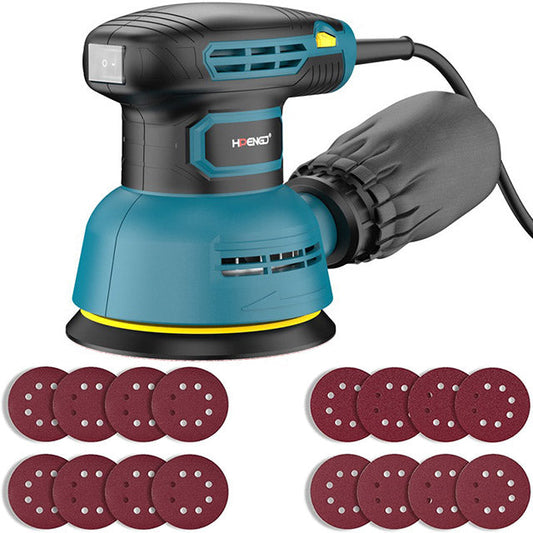 Ponceuse Rotative 125mm avec Aspiration - 16 Disques de Ponçage Inclus - Santeova
