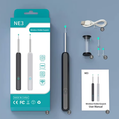 Otoscope Réchargeable avec Écran LED pour Nettoyage d'Oreilles Précis