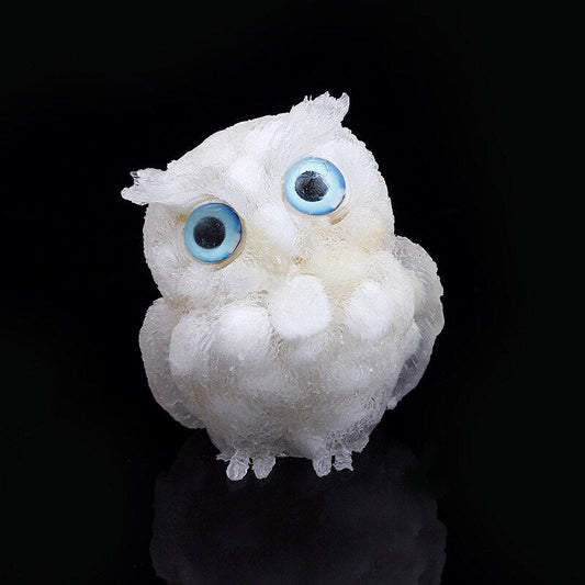 Figurine Hibou Cristal Naturel Élégant pour Déco Maison - Foivo