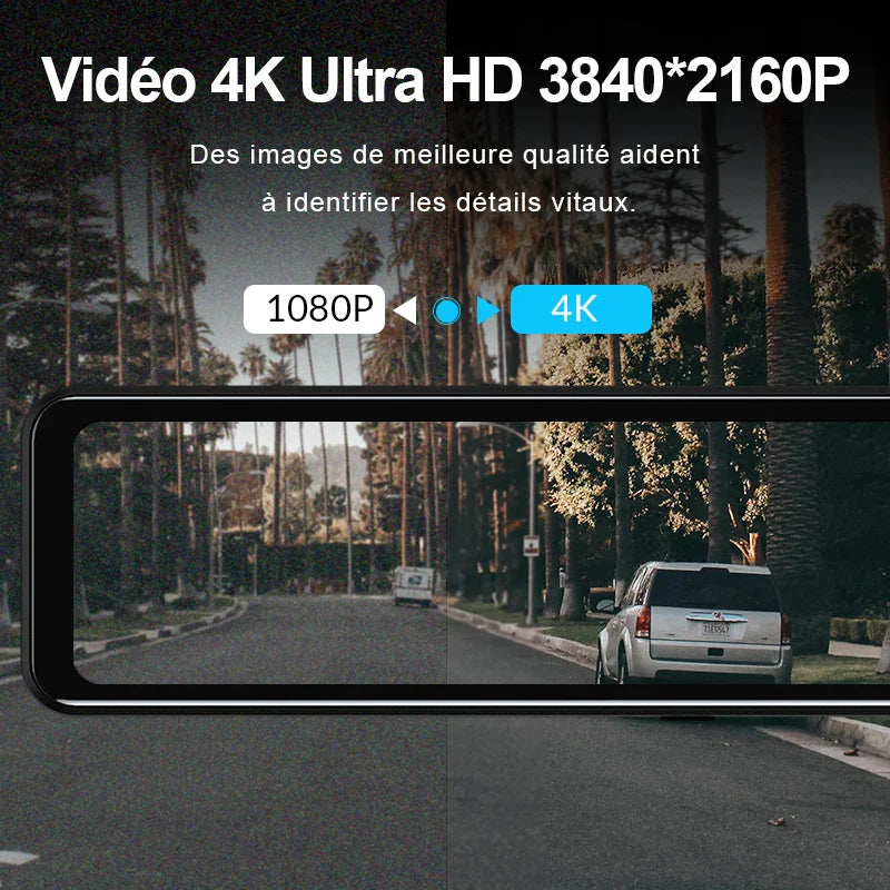 Rétroviseur Caméra 4K Intégrant GPS et Enregistrement