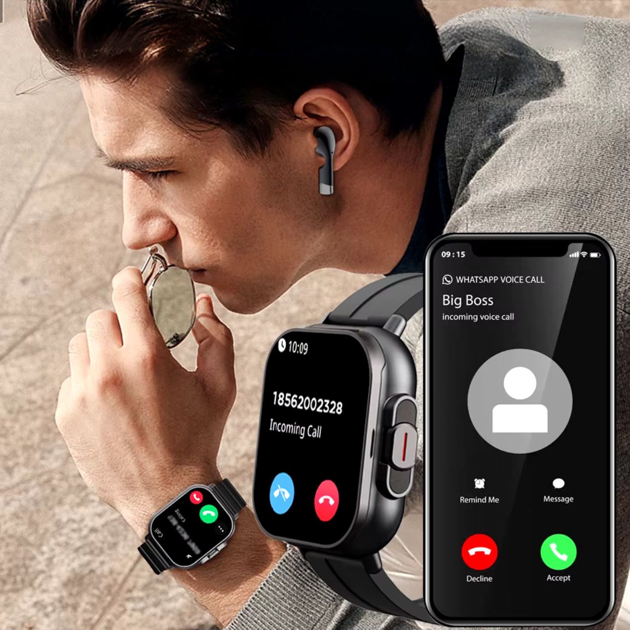 Montre Connectée avec Écouteurs Bluetooth Intégrés