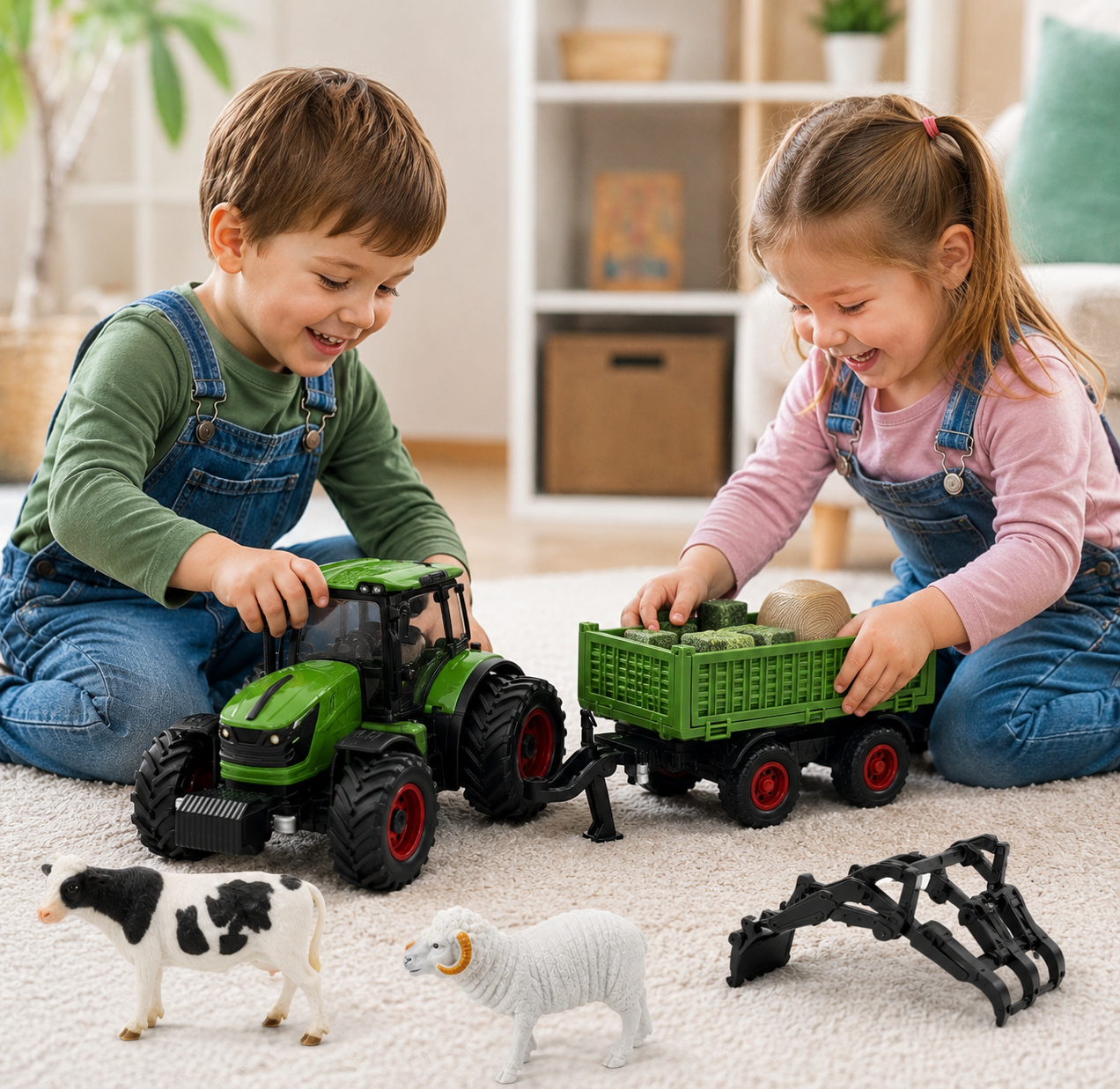Tracteur RC Jouet Enfant avec Remorque Métal