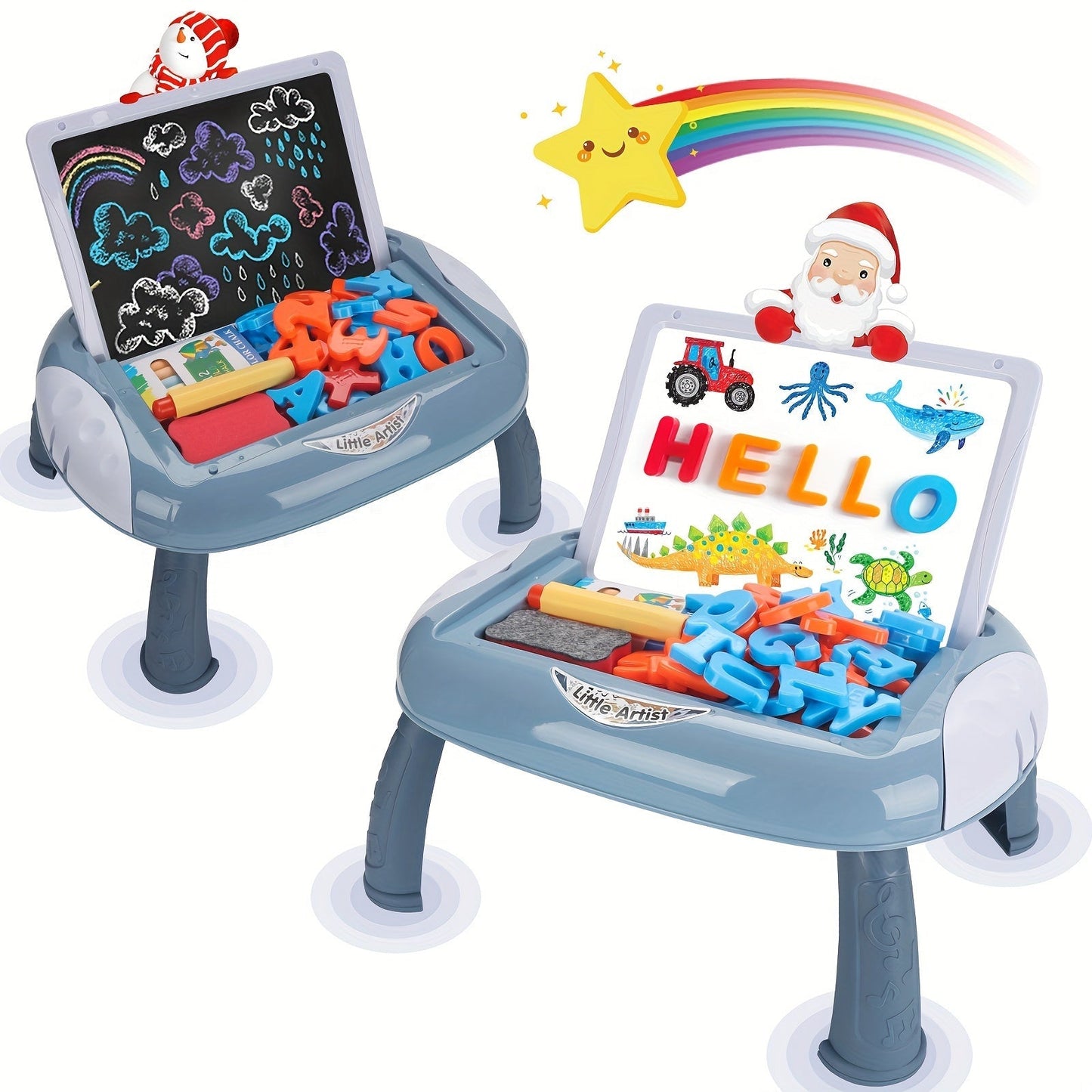 Tableau d'École Réversible Noir et Blanc avec Accessoires