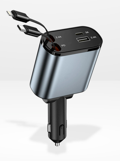 Chargeur Voiture 4 Ports Rapide et Rétractable