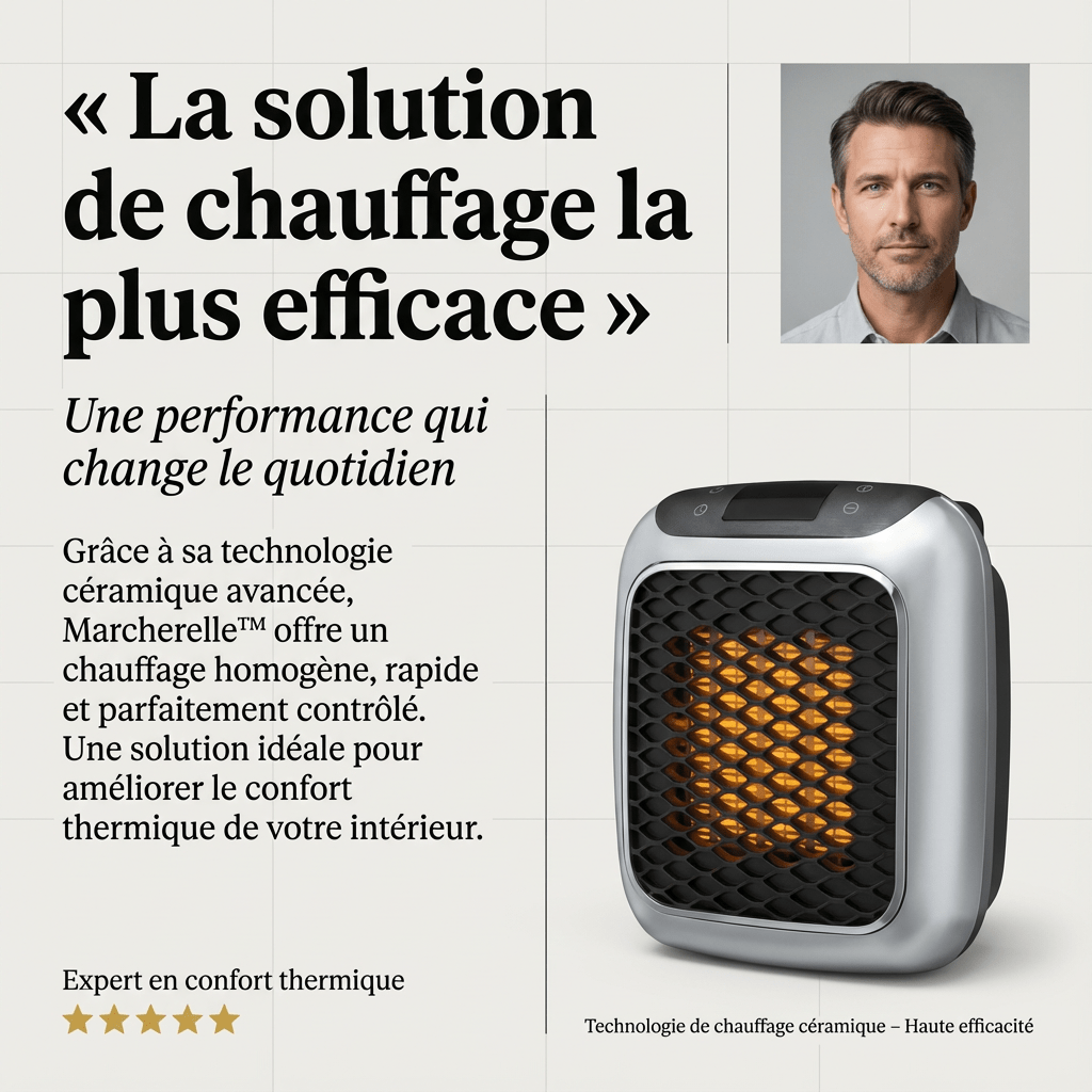 Marcherelle™ – Radiateur Électrique Portable 800W Basse Consommation