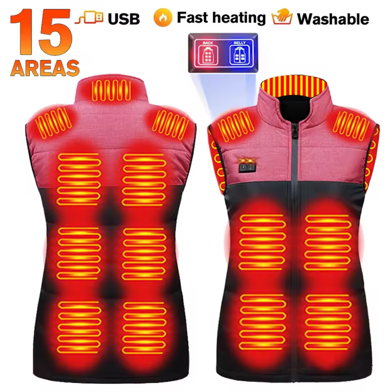 Gilet Chauffant Électrique avec Chauffage Réglable