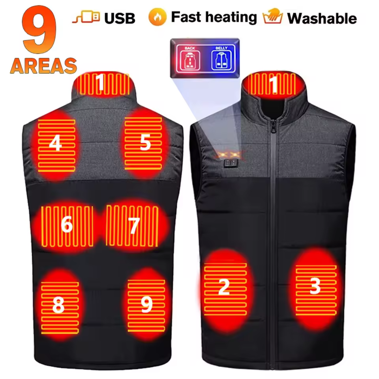 Gilet Chauffant Électrique avec Chauffage Réglable