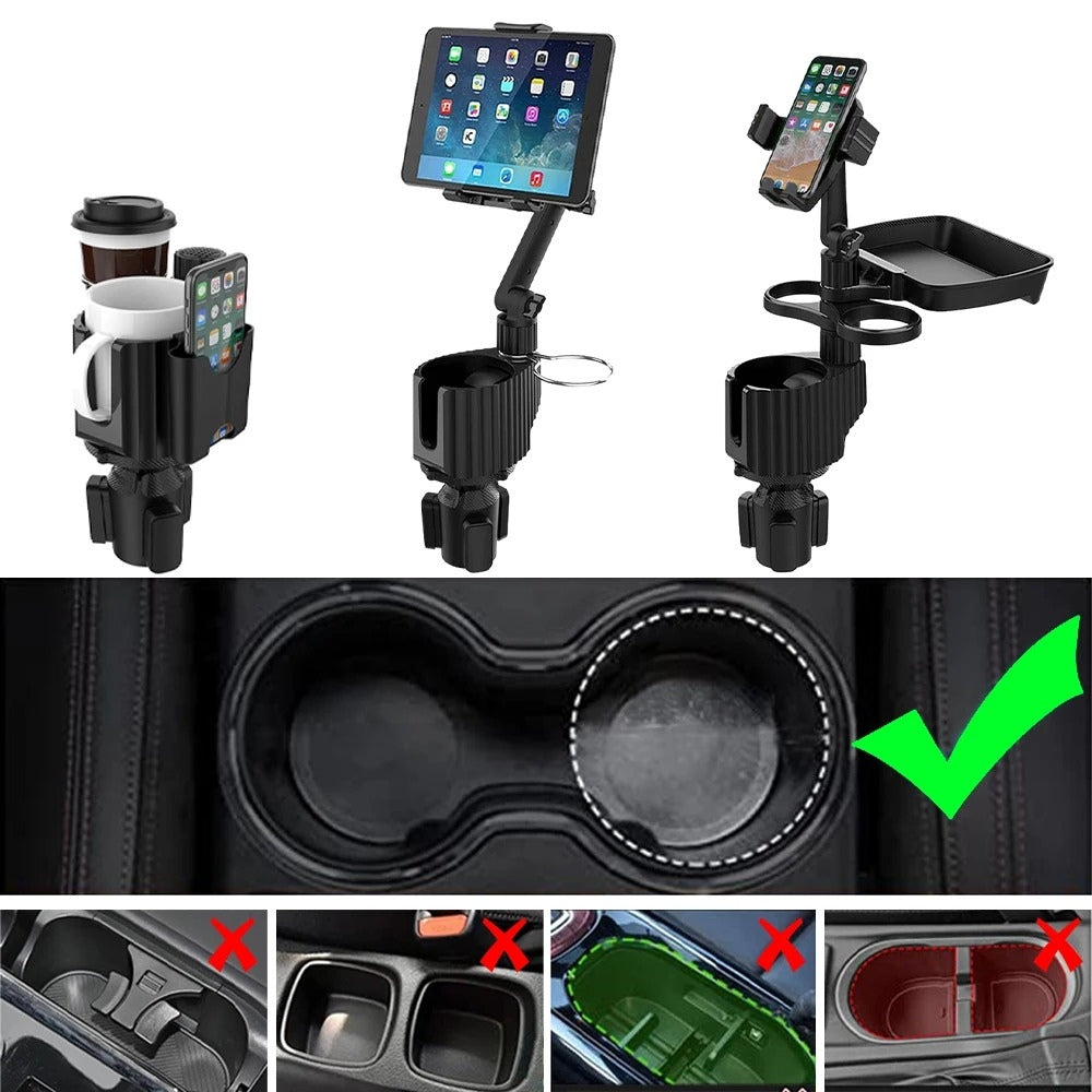 Support Téléphone Voiture avec Porte Gobelet Pratique