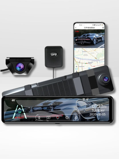 Rétroviseur Caméra 4K Intégrant GPS et Enregistrement